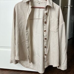 Cream Corduroy Button-Up Shirt